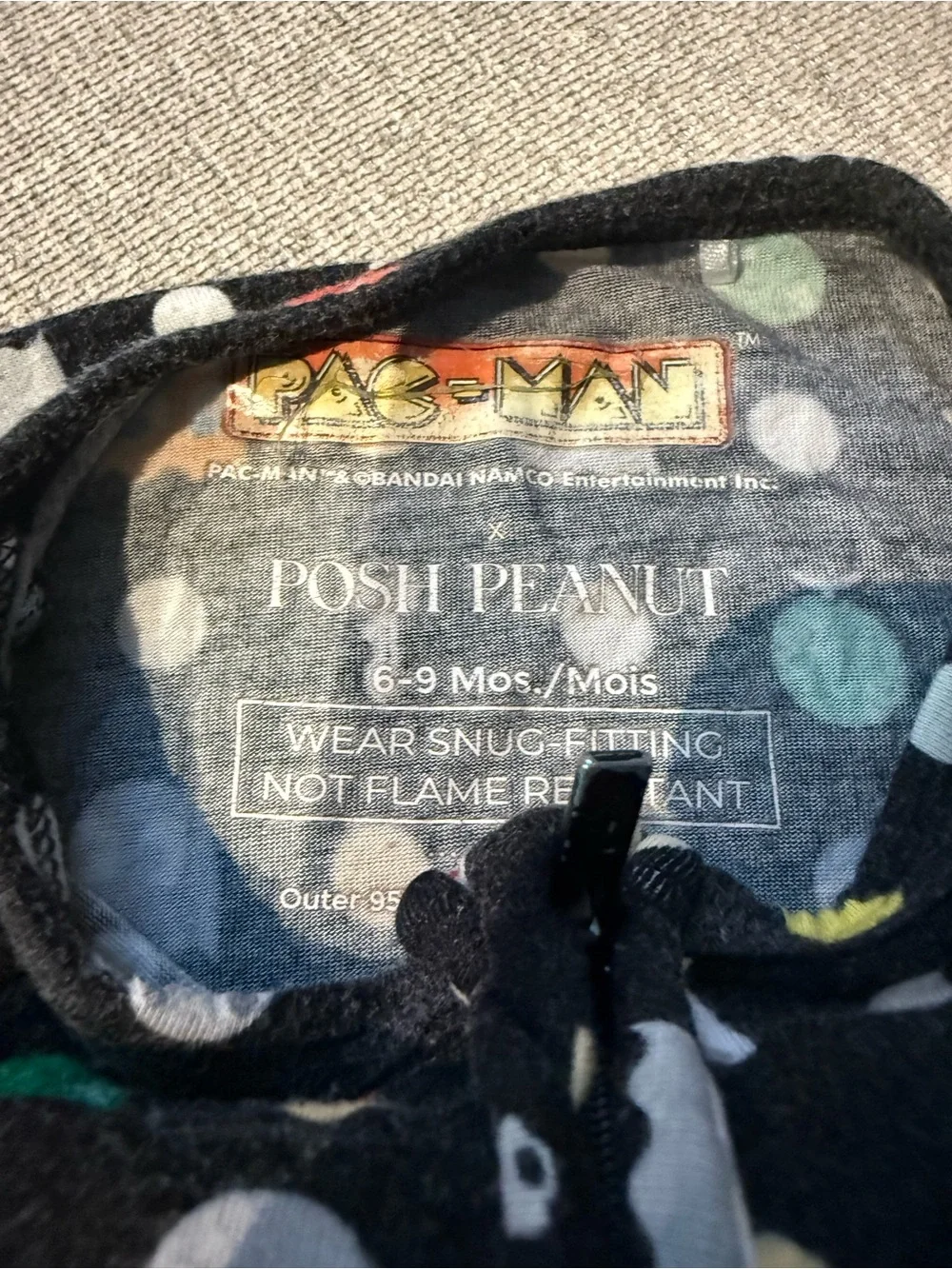 Posh Peanut Black Pac-Man Character Print Footed One-Piece